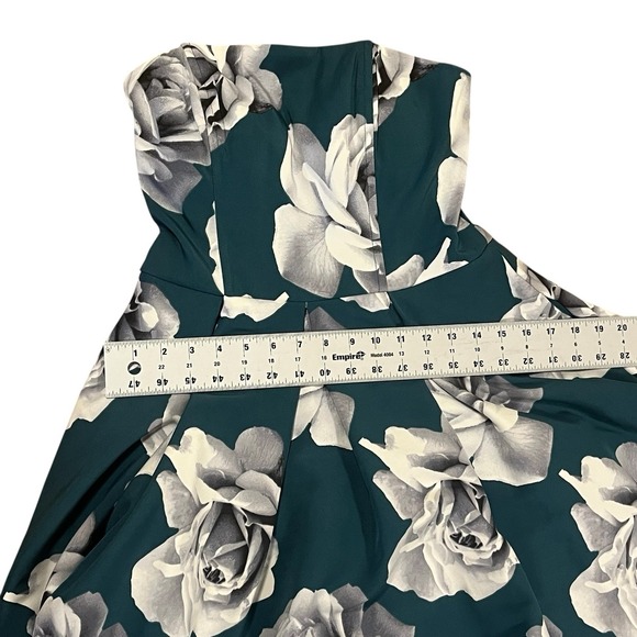 Speechless Women's High Low Gown Dress Green White Floral Strapless Sz 13 Formal - Picture 7 of 11